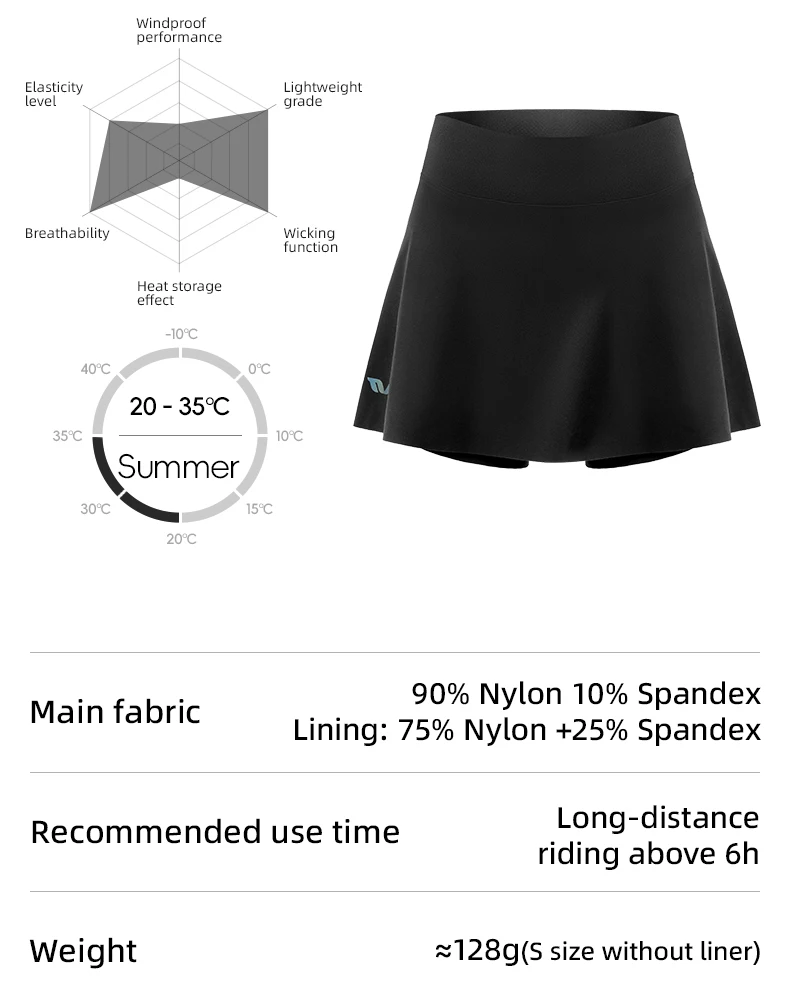 ROCKBROS TVI Women Cycling Skirt Bike Shorts Breathable Sports Pants Anti-Glare Short Pants Shockproof Sponge Pad Tennis Skirt
