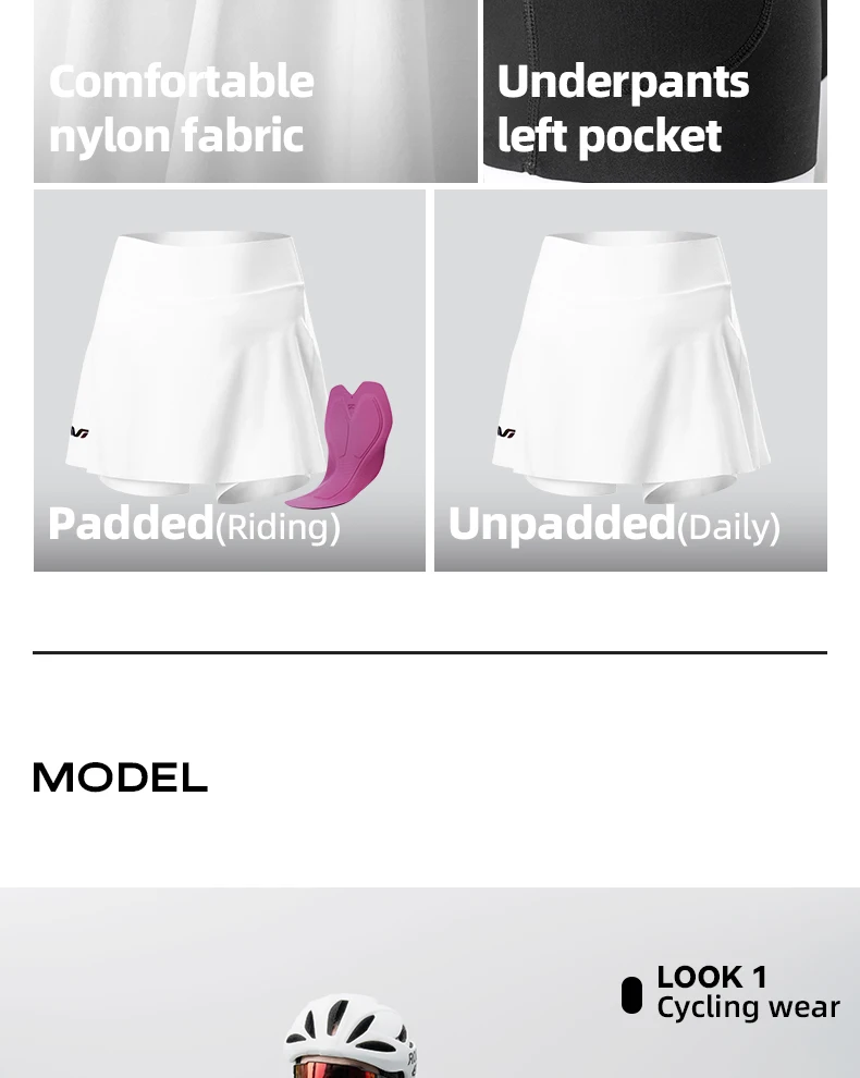 ROCKBROS TVI Women Cycling Skirt Bike Shorts Breathable Sports Pants Anti-Glare Short Pants Shockproof Sponge Pad Tennis Skirt