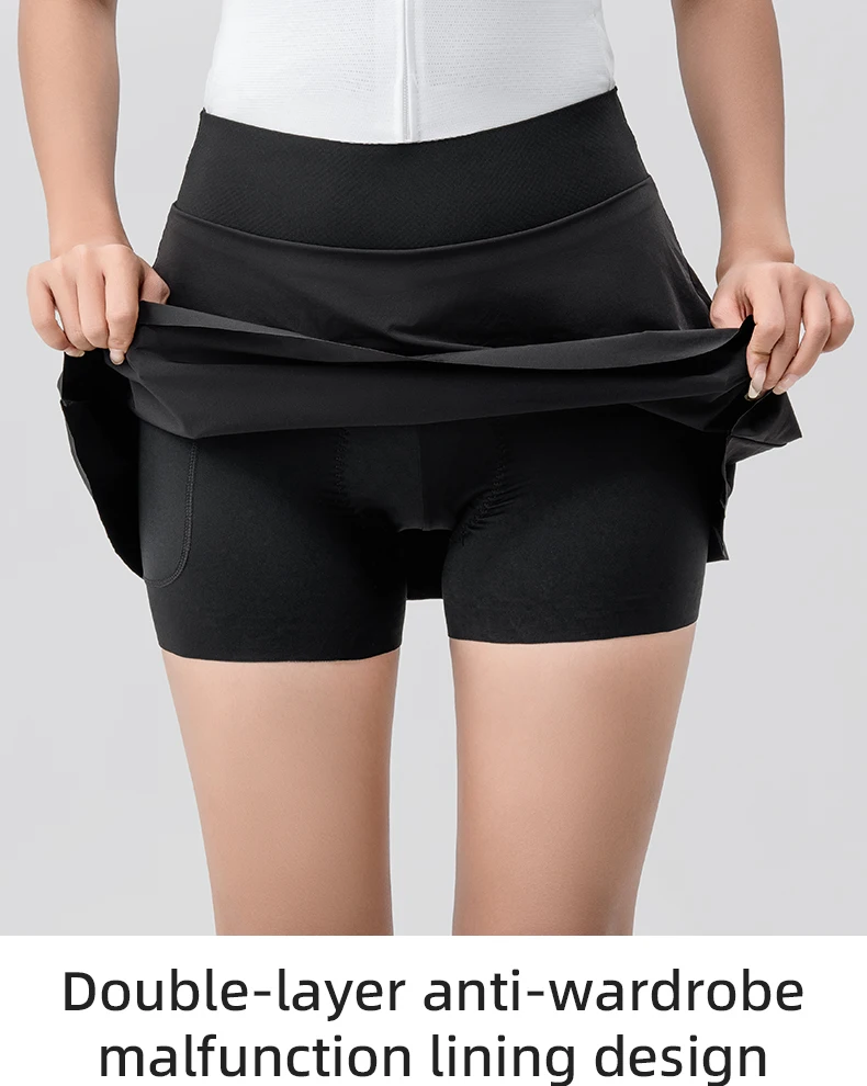 ROCKBROS TVI Women Cycling Skirt Bike Shorts Breathable Sports Pants Anti-Glare Short Pants Shockproof Sponge Pad Tennis Skirt