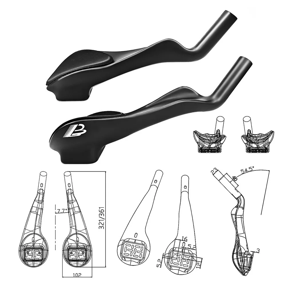 Carbon Fiber Bicycle Rest TT Handlebar Clip on Aero Bars Handlebar Extension Triathlon Time Trial Cycling Parts 20-54.5 degree