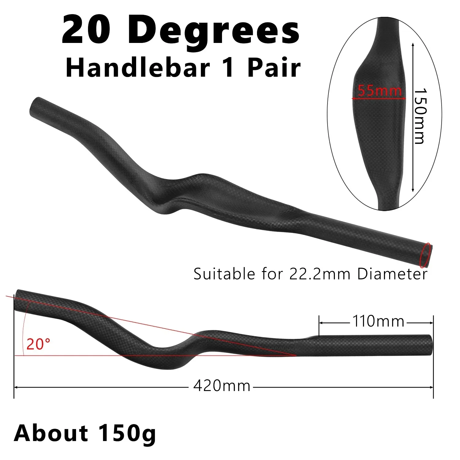Carbon Fiber Bicycle Rest TT Handlebar Clip on Aero Bars Handlebar Extension Triathlon Time Trial Cycling Parts 20-54.5 degree