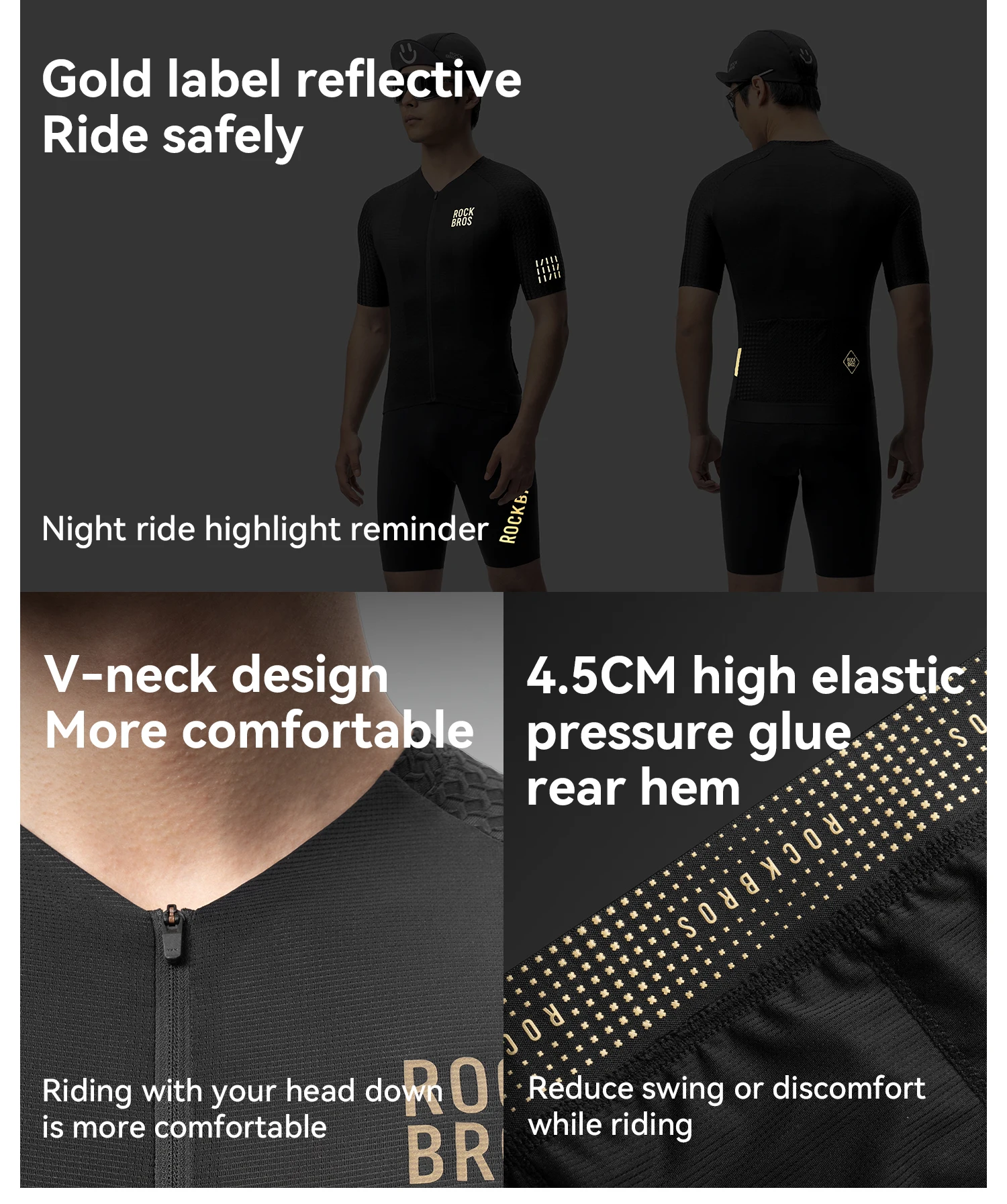 ROCKBROS Summer Cycling Jersey Short Sleeve Shirt Lightweight Reflective High Elastic Breathable Jersey Men MTB Cycling Clothing