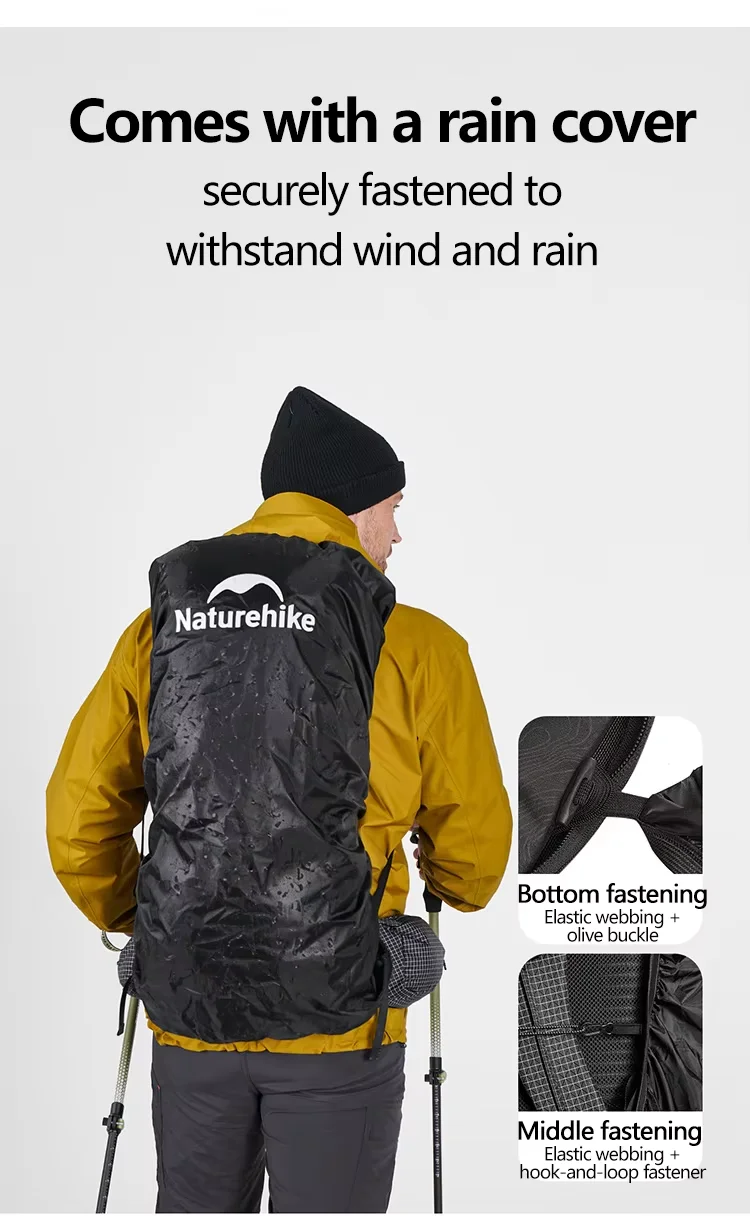 Naturehike Hiking Backpack 60+5L Large Capacity Rock Series 2.0 Outdoor Sports Bag Camping Climbing Travel Waterproof Bagpack