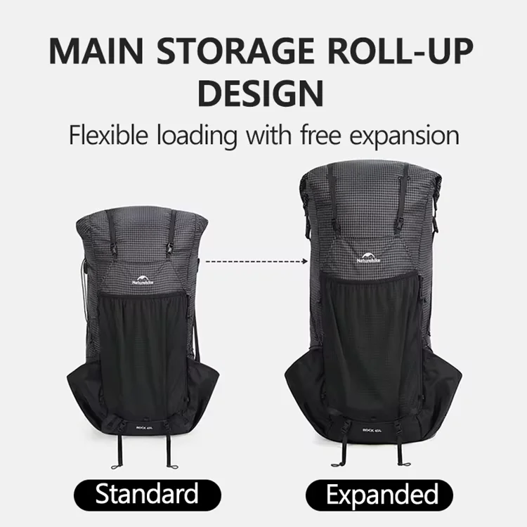 Naturehike Hiking Backpack 60+5L Large Capacity Rock Series 2.0 Outdoor Sports Bag Camping Climbing Travel Waterproof Bagpack
