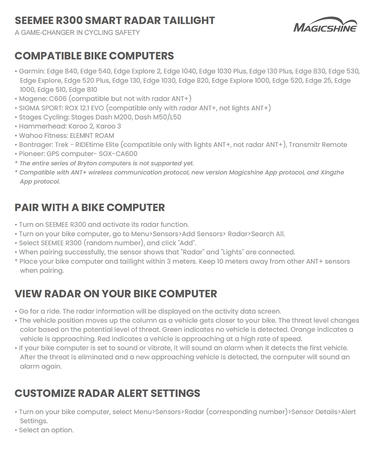 Magicshine SEEMEE R300 Bicycle Radar Tail Light Bike Smart Rear Light LED New Cycling Taillight