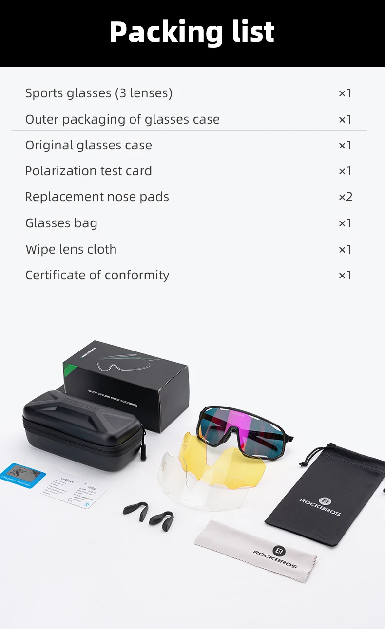ROCKBROS Polarized Sunglasses Outdoor Cycling Glasses Running UV400 Protection Racing Bike Goggles Sports Eyewear