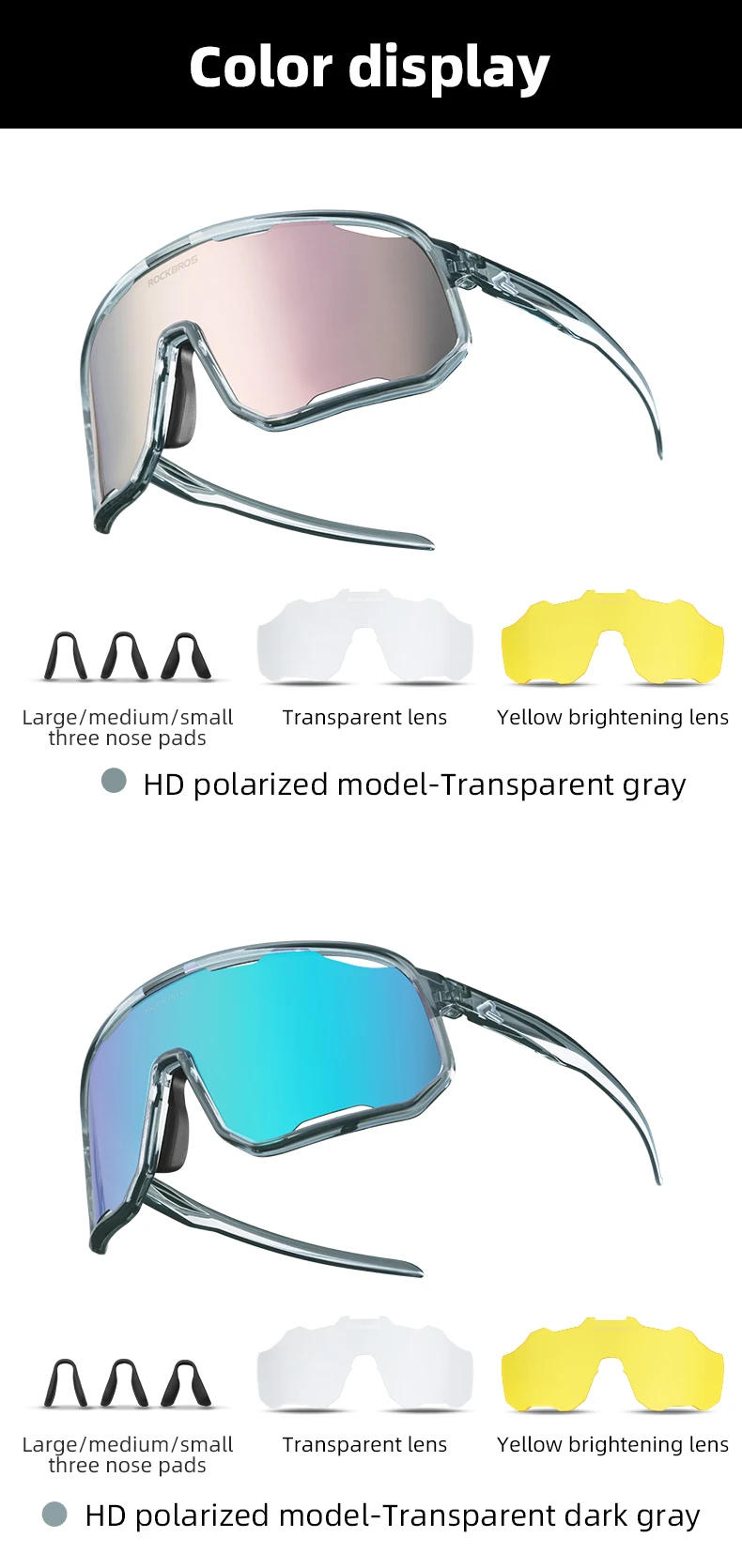 ROCKBROS Polarized Sunglasses Outdoor Cycling Glasses Running UV400 Protection Racing Bike Goggles Sports Eyewear