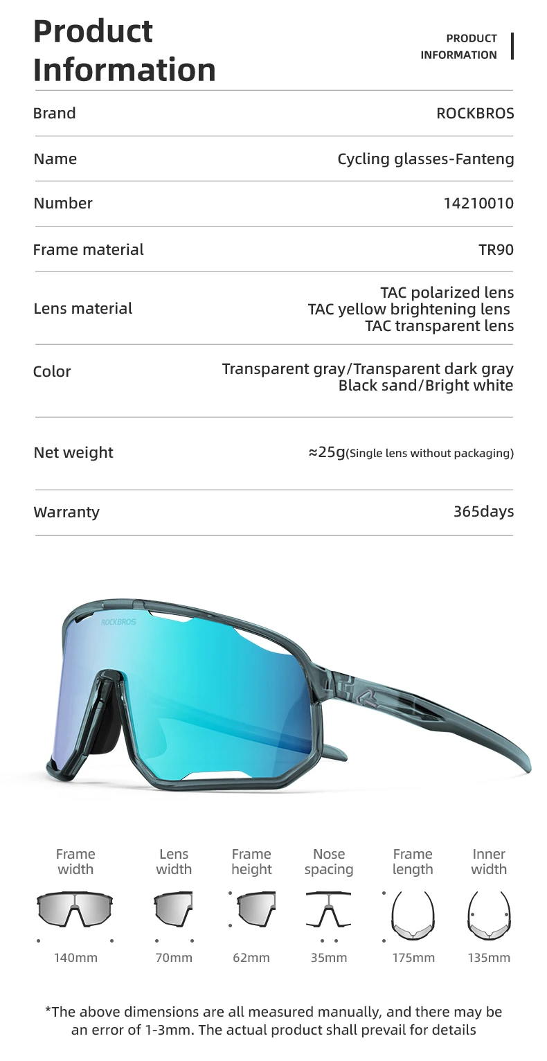 ROCKBROS Polarized Sunglasses Outdoor Cycling Glasses Running UV400 Protection Racing Bike Goggles Sports Eyewear