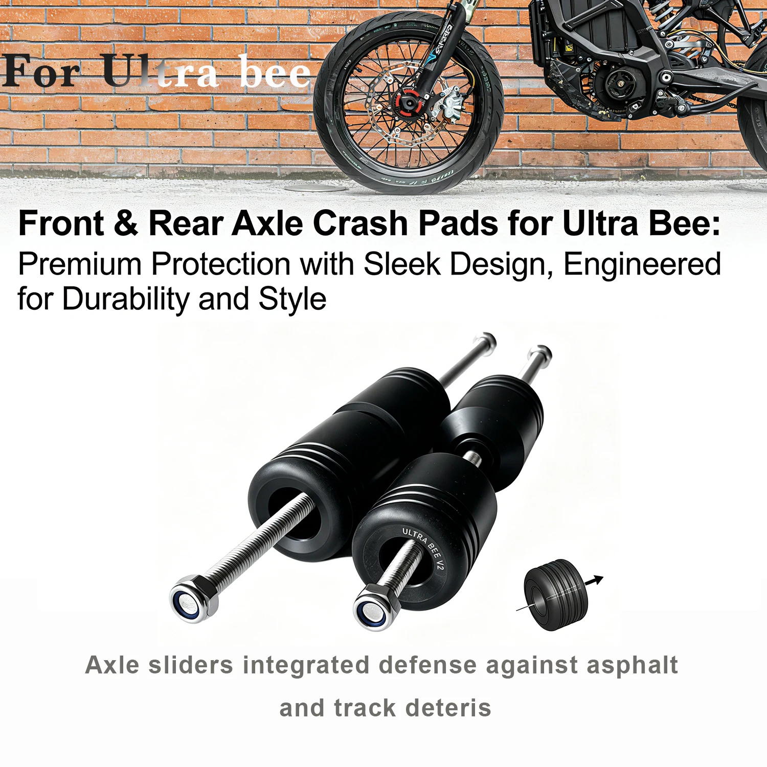 For Ultra Bee Crash Sliders Supermoto Axle Sliders Front Rear Anti-Drop Nylon Blocks Front and Rear Axle Protection Plate