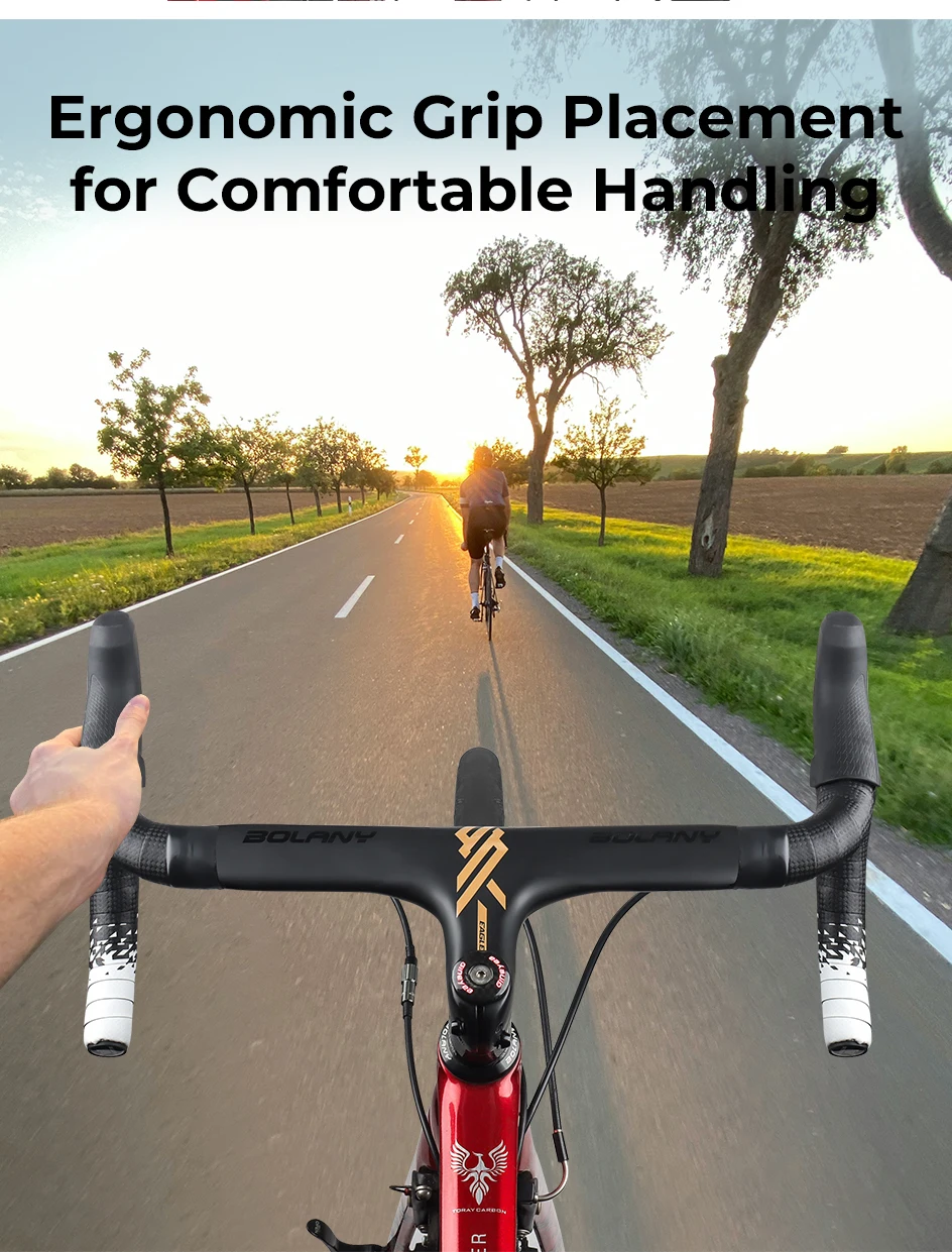 BOLANY Road Bike Handlebar Aluminum Alloy Lightweight Drop Bar Bicycle -7Angle 420mm Matte Black Handlebar for Road Bicycle