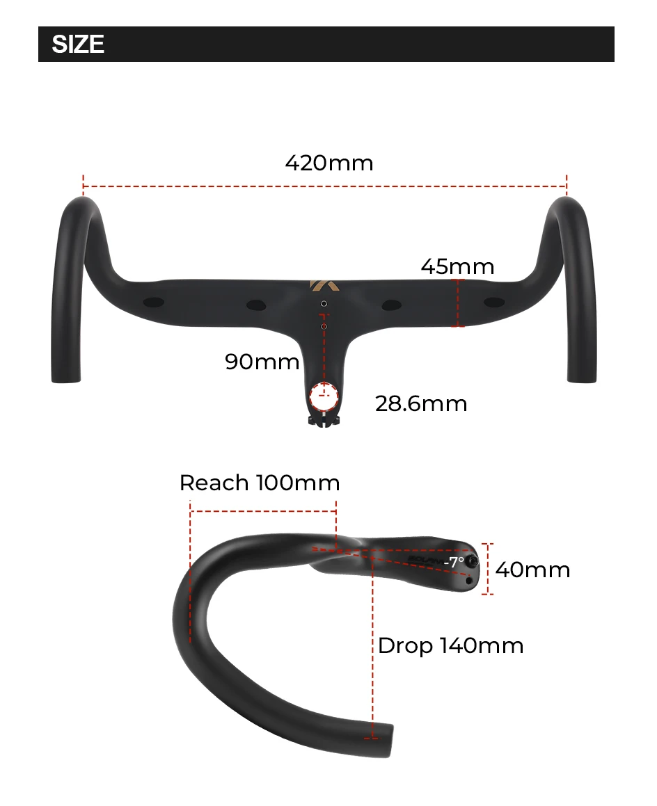 BOLANY Road Bike Handlebar Aluminum Alloy Lightweight Drop Bar Bicycle -7Angle 420mm Matte Black Handlebar for Road Bicycle