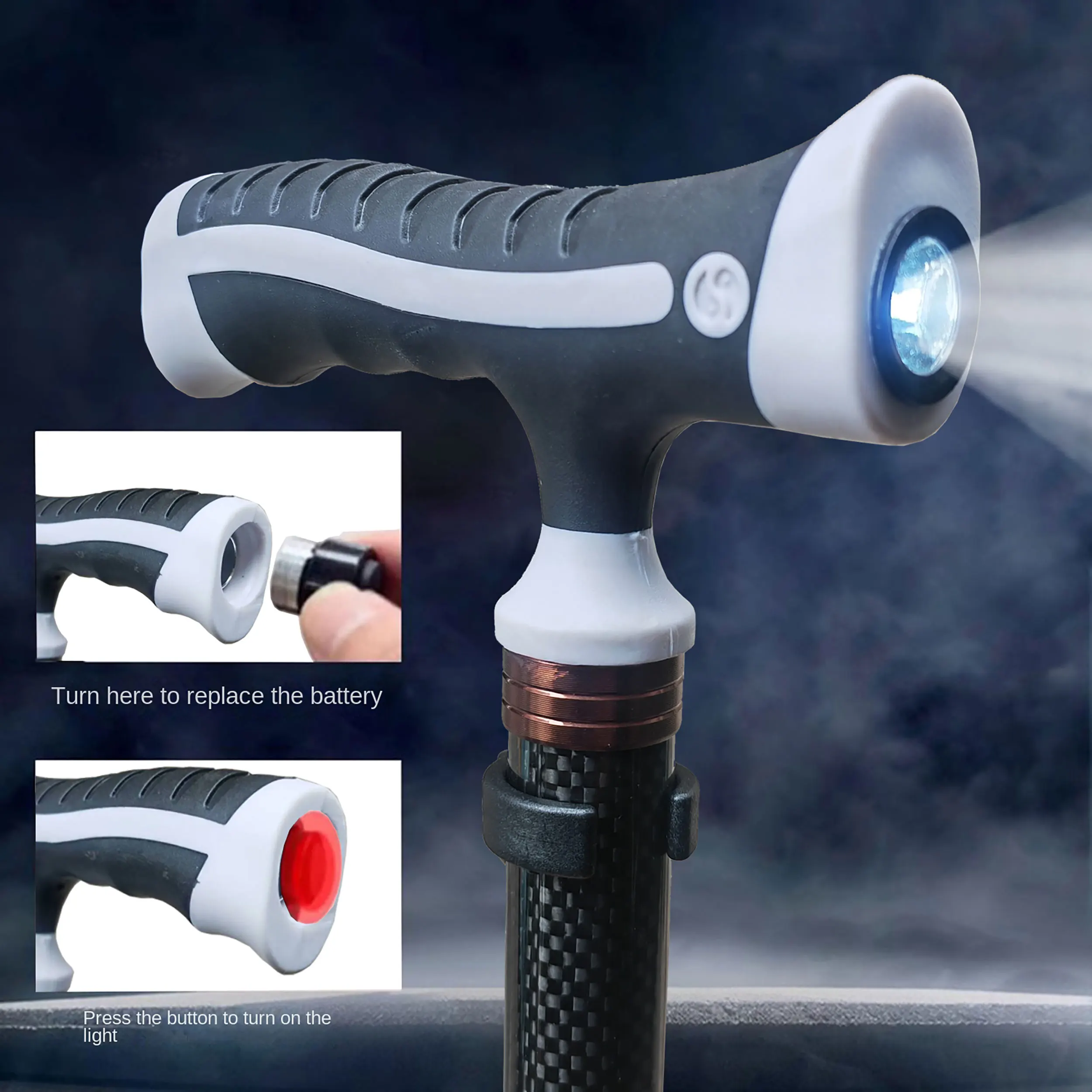 Ultra-light Retractable Carbon Hiking Booster Walking Anti-Slip Breaking Four-Legged Stable Armrest Stick Column Stick Device