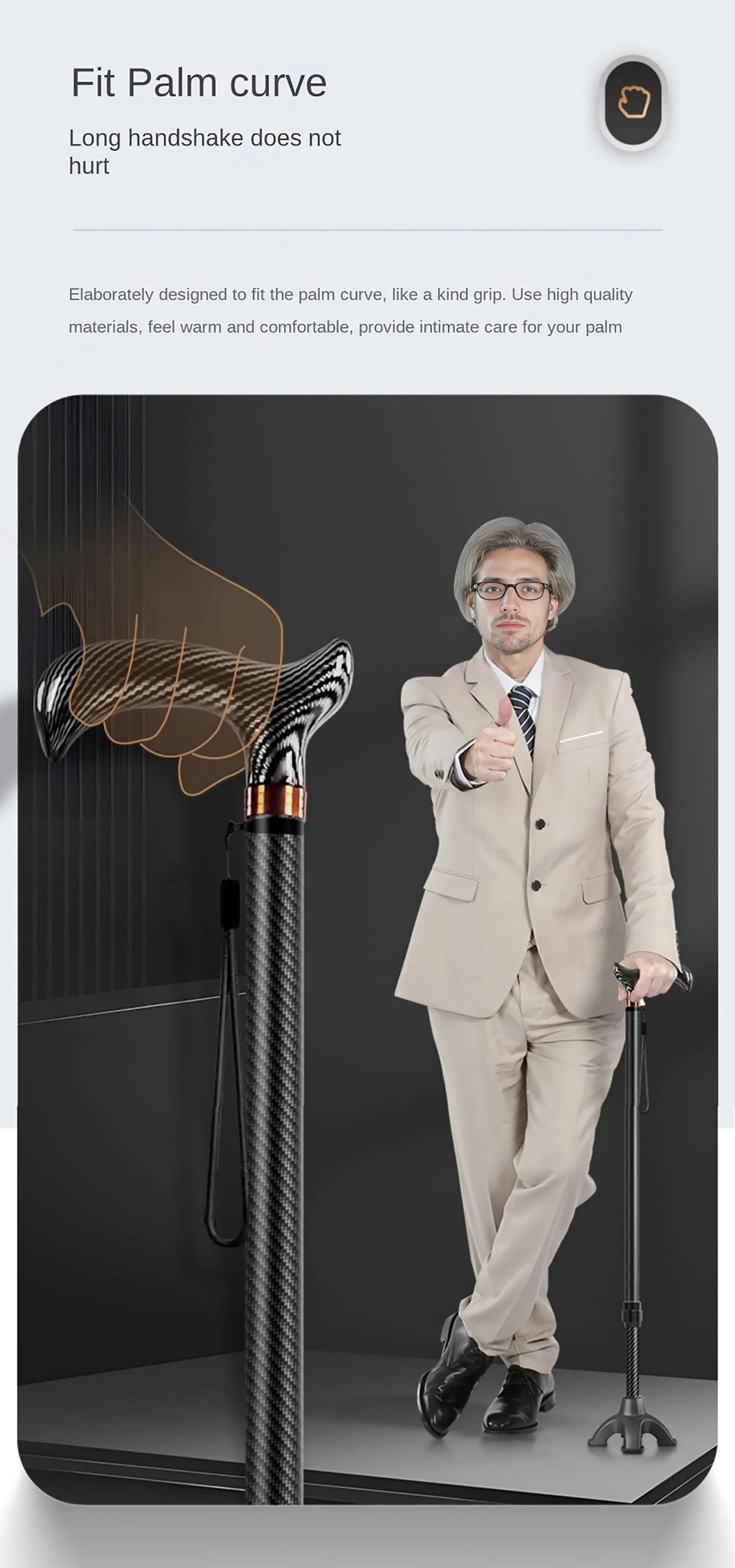 Ultra-light Retractable Carbon Hiking Booster Walking Anti-Slip Breaking Four-Legged Stable Armrest Stick Column Stick Device