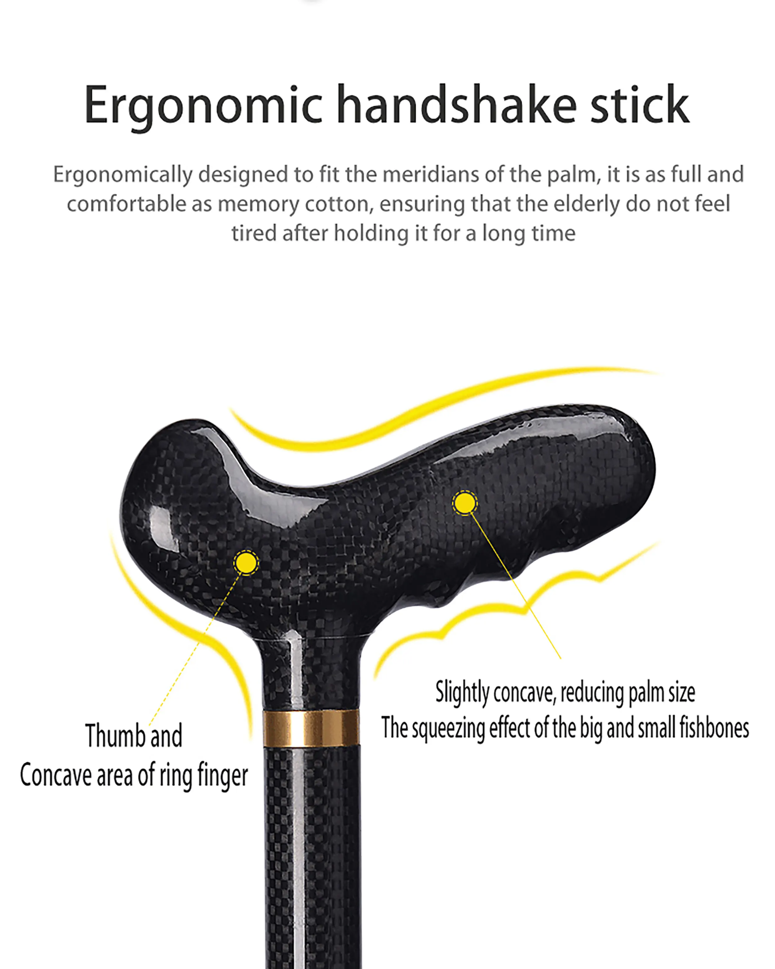 Ultra-light Retractable Carbon Hiking Booster Walking Anti-Slip Breaking Four-Legged Stable Armrest Stick Column Stick Device