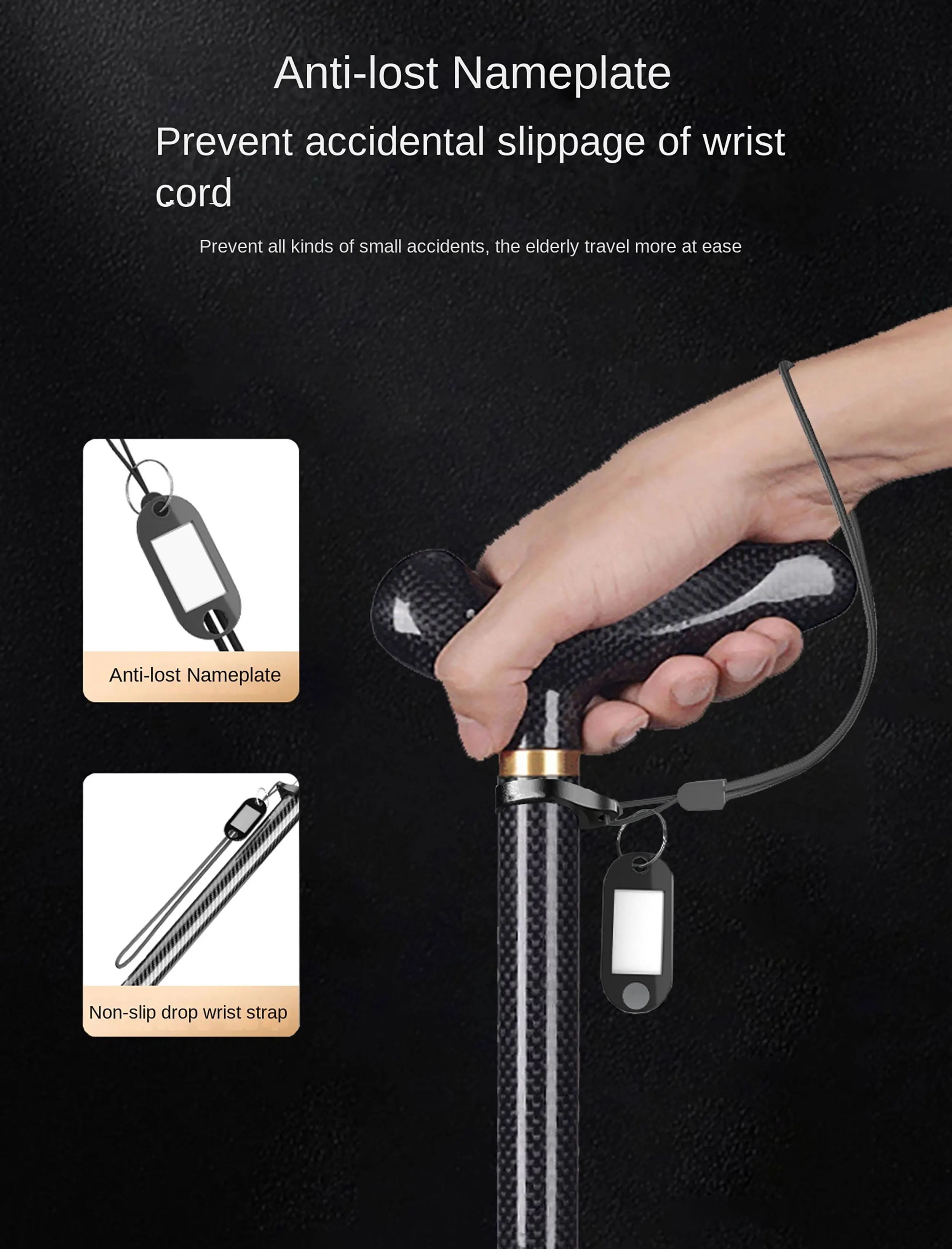 Ultra-light Retractable Carbon Hiking Booster Walking Anti-Slip Breaking Four-Legged Stable Armrest Stick Column Stick Device