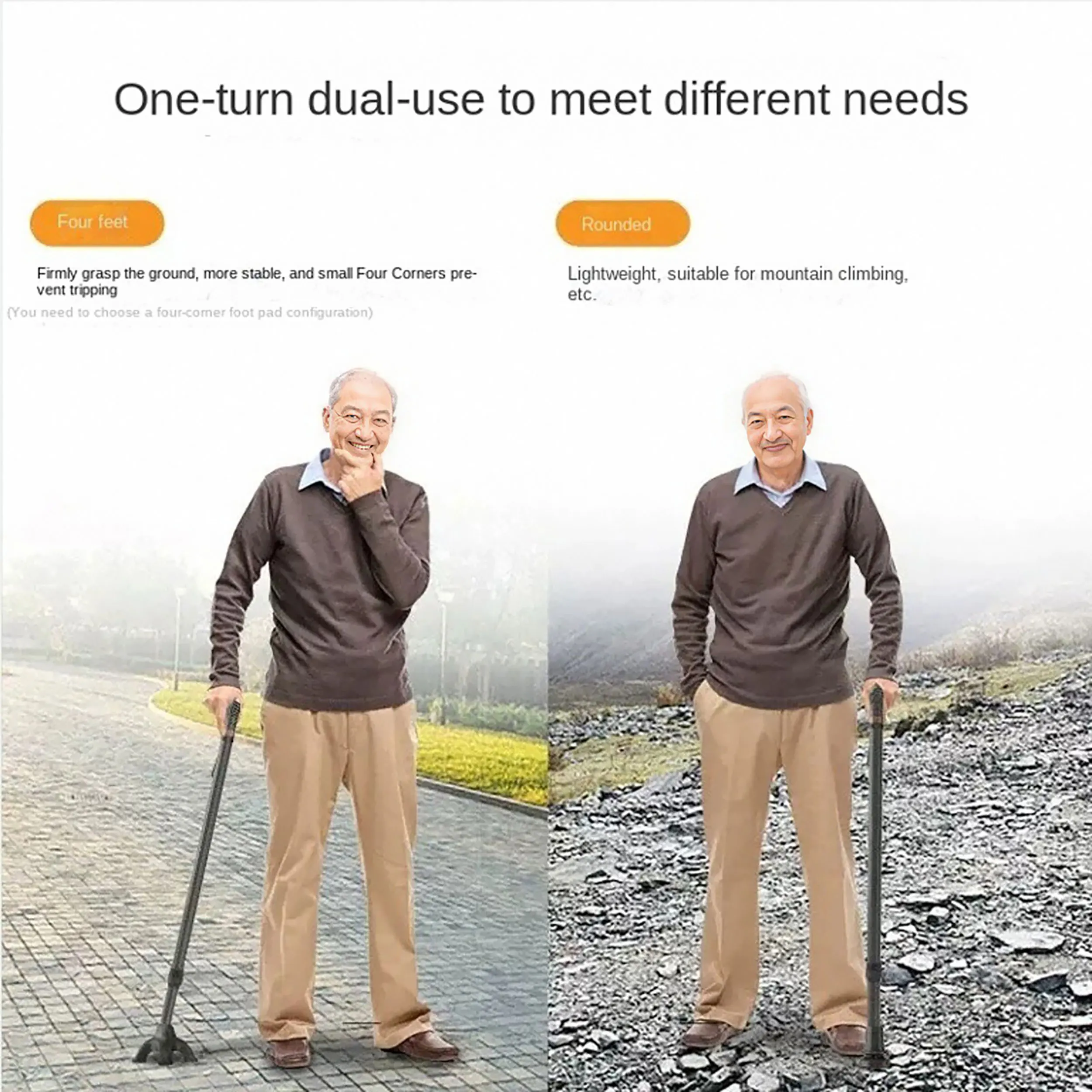 Ultra-light Retractable Carbon Hiking Booster Walking Anti-Slip Breaking Four-Legged Stable Armrest Stick Column Stick Device