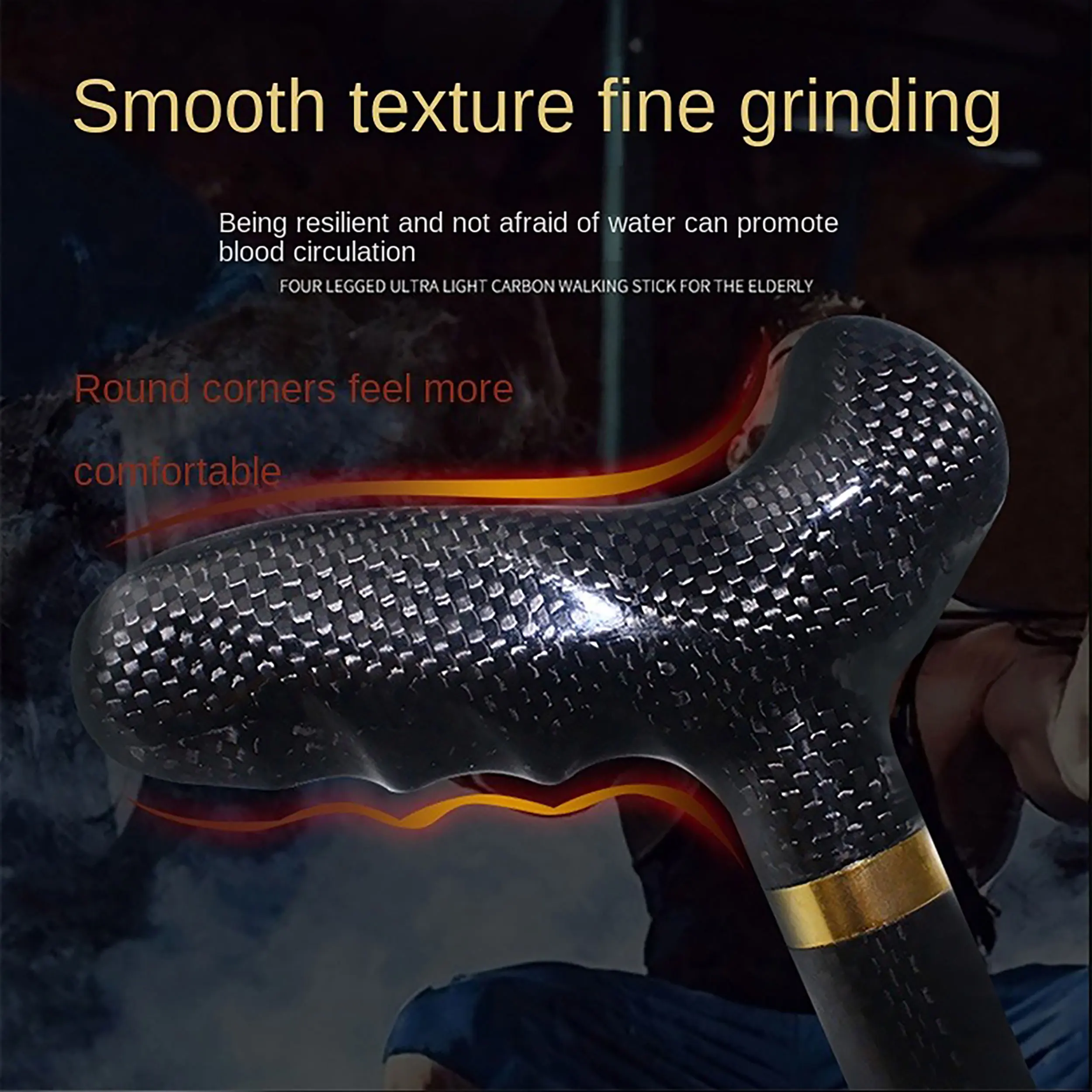 Ultra-light Retractable Carbon Hiking Booster Walking Anti-Slip Breaking Four-Legged Stable Armrest Stick Column Stick Device