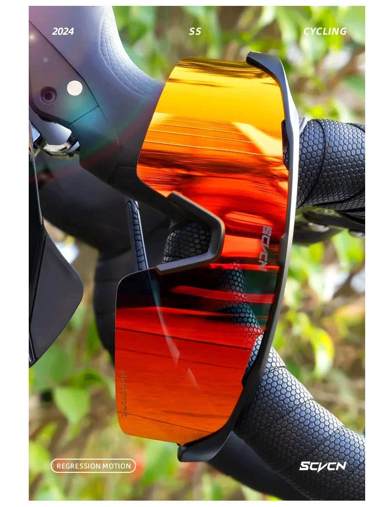 SCVCN Blue Photochromic Cycling Sunglasses for Men Blue Photochromism Glasses Cycl Mountain New Bicycle Goggles Eyewear Sports