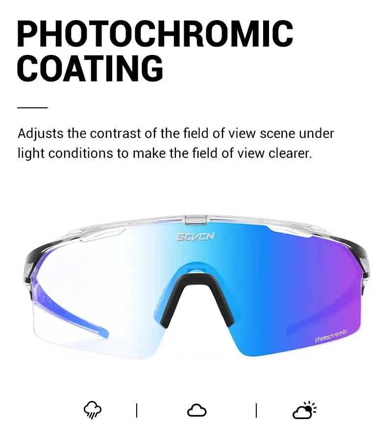 SCVCN Blue Photochromic Cycling Sunglasses for Men Blue Photochromism Glasses Cycl Mountain New Bicycle Goggles Eyewear Sports