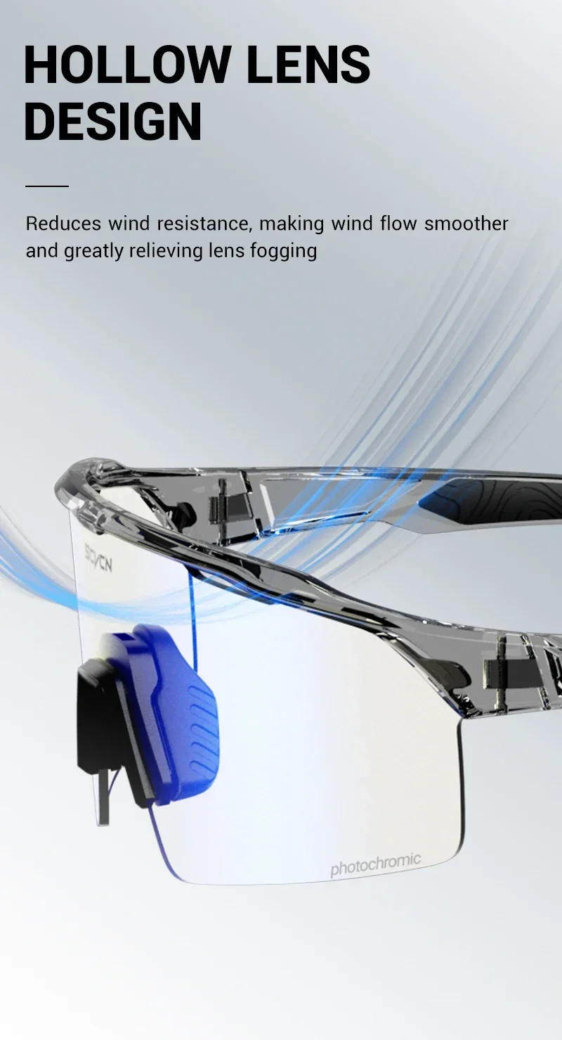 SCVCN Blue Photochromic Cycling Sunglasses for Men Blue Photochromism Glasses Cycl Mountain New Bicycle Goggles Eyewear Sports