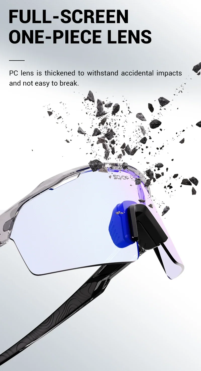 SCVCN Blue Photochromic Cycling Sunglasses for Men Blue Photochromism Glasses Cycl Mountain New Bicycle Goggles Eyewear Sports