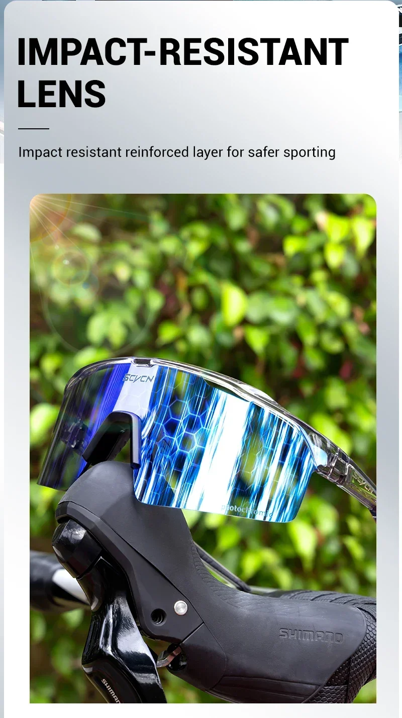SCVCN Blue Photochromic Cycling Sunglasses for Men Blue Photochromism Glasses Cycl Mountain New Bicycle Goggles Eyewear Sports