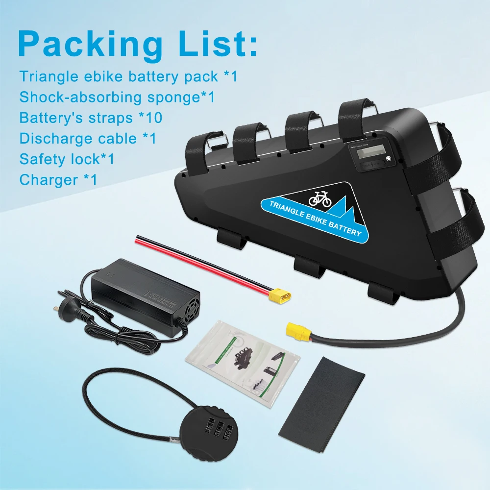 36v 48V 52v 20Ah 30Ah 40Ah Ebike Battery Triangle Lithium Ion Batteries Pack 1000W 1500W 2000W Electric Mountain Bike Battery