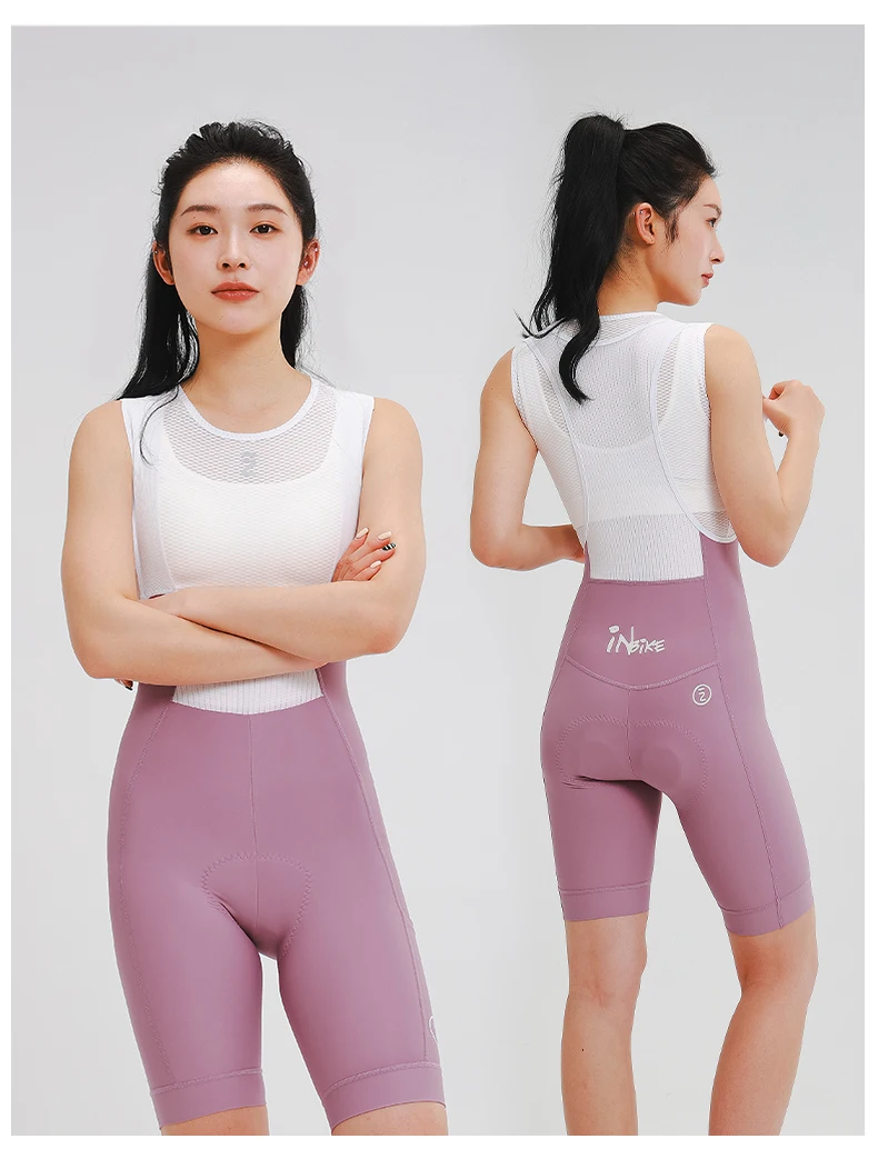 INBIKE Women's Cycling Bibs Pants High-waisted Summer Bike Shorts with Straps Shock Absorbing Bicycle Shorts MTB Cycling Clothes