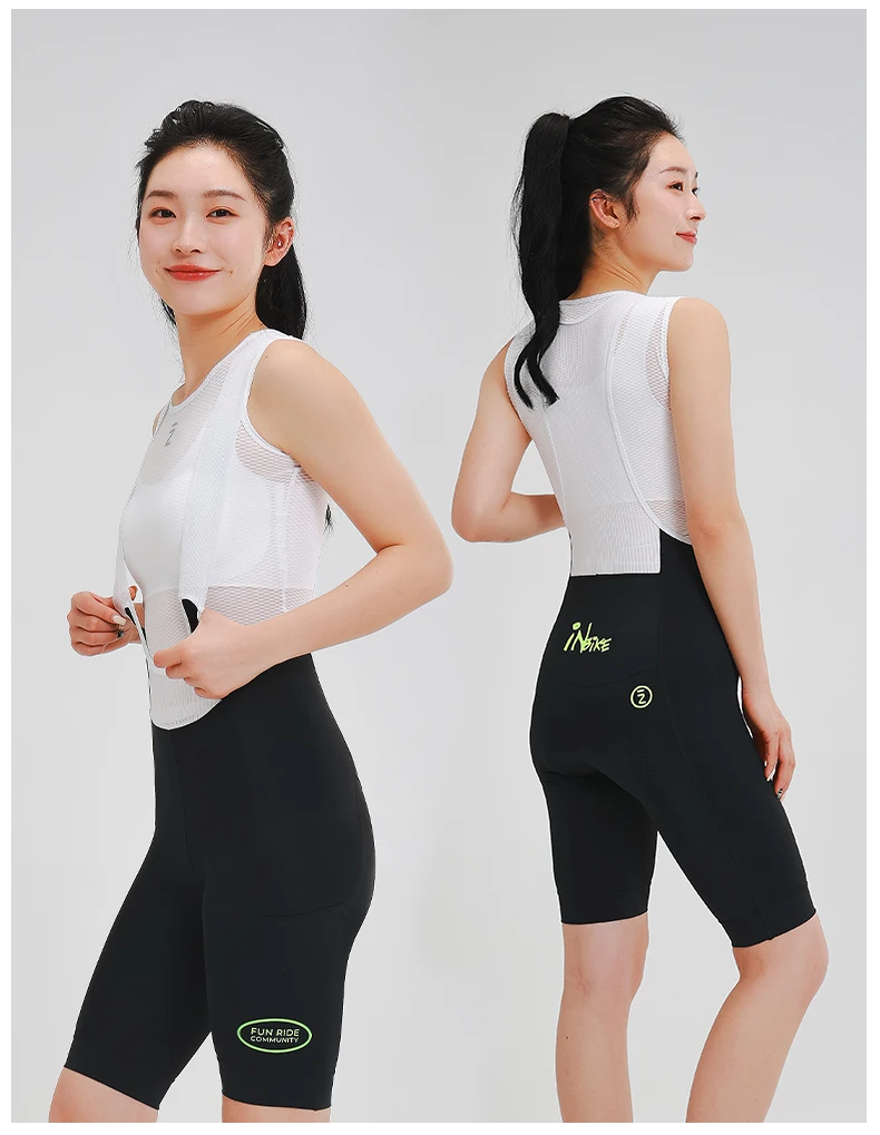 INBIKE Women's Cycling Bibs Pants High-waisted Summer Bike Shorts with Straps Shock Absorbing Bicycle Shorts MTB Cycling Clothes