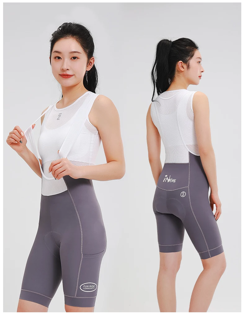 INBIKE Women's Cycling Bibs Pants High-waisted Summer Bike Shorts with Straps Shock Absorbing Bicycle Shorts MTB Cycling Clothes