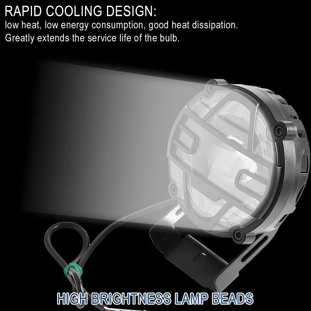 Electric Scooter Front Light 36V 48V Headlight Lamp Snowmobile Off-road Vehicle Horn Headlight Aluminum Alloy Portable Part