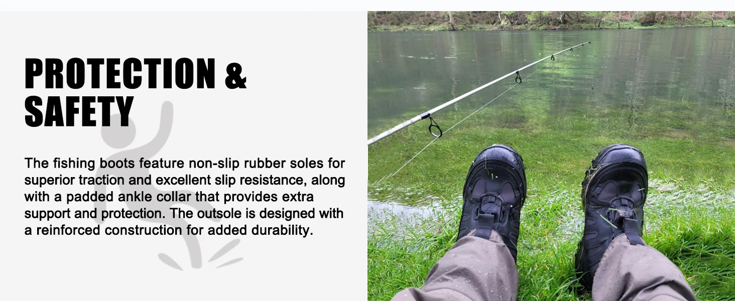 8 Fans Wading Boots for Men & Women Anti-Slip Rubber Sole with Rotating Buckle Lacing System for Fishing