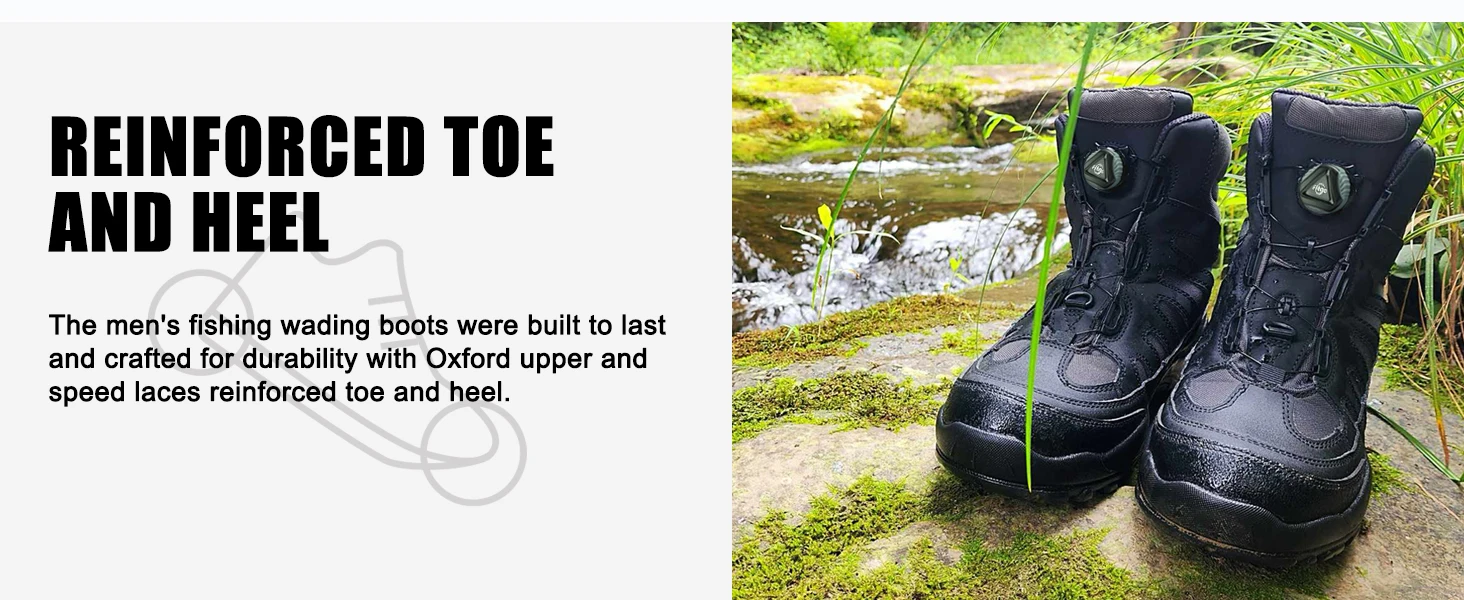 8 Fans Wading Boots for Men & Women Anti-Slip Rubber Sole with Rotating Buckle Lacing System for Fishing