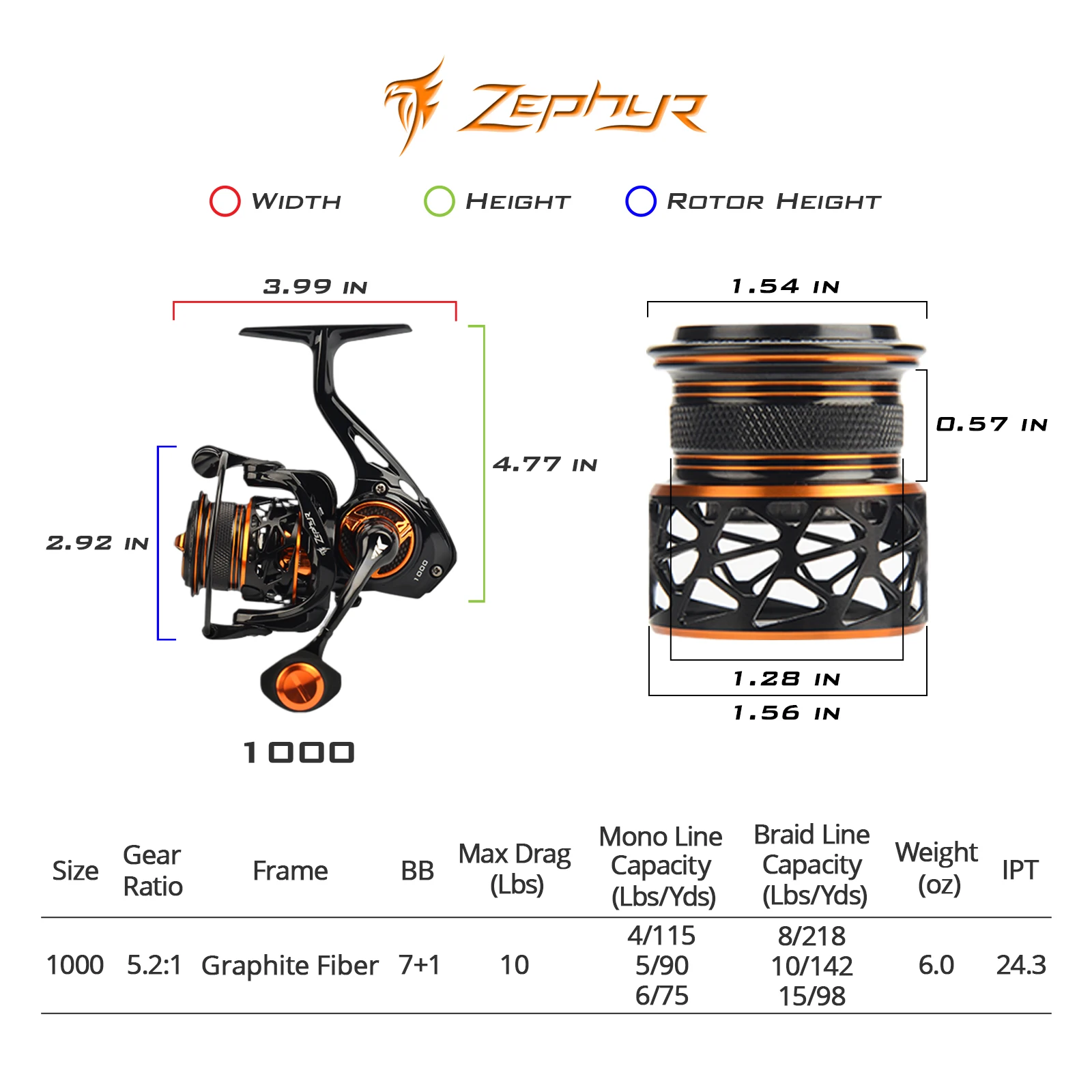 KastKing Zephyr 1000 SFS Spinning Reel Ultralight Spin Finesse System Fishing Reel Carbon Fiber Construction Carbon Fiber Drag