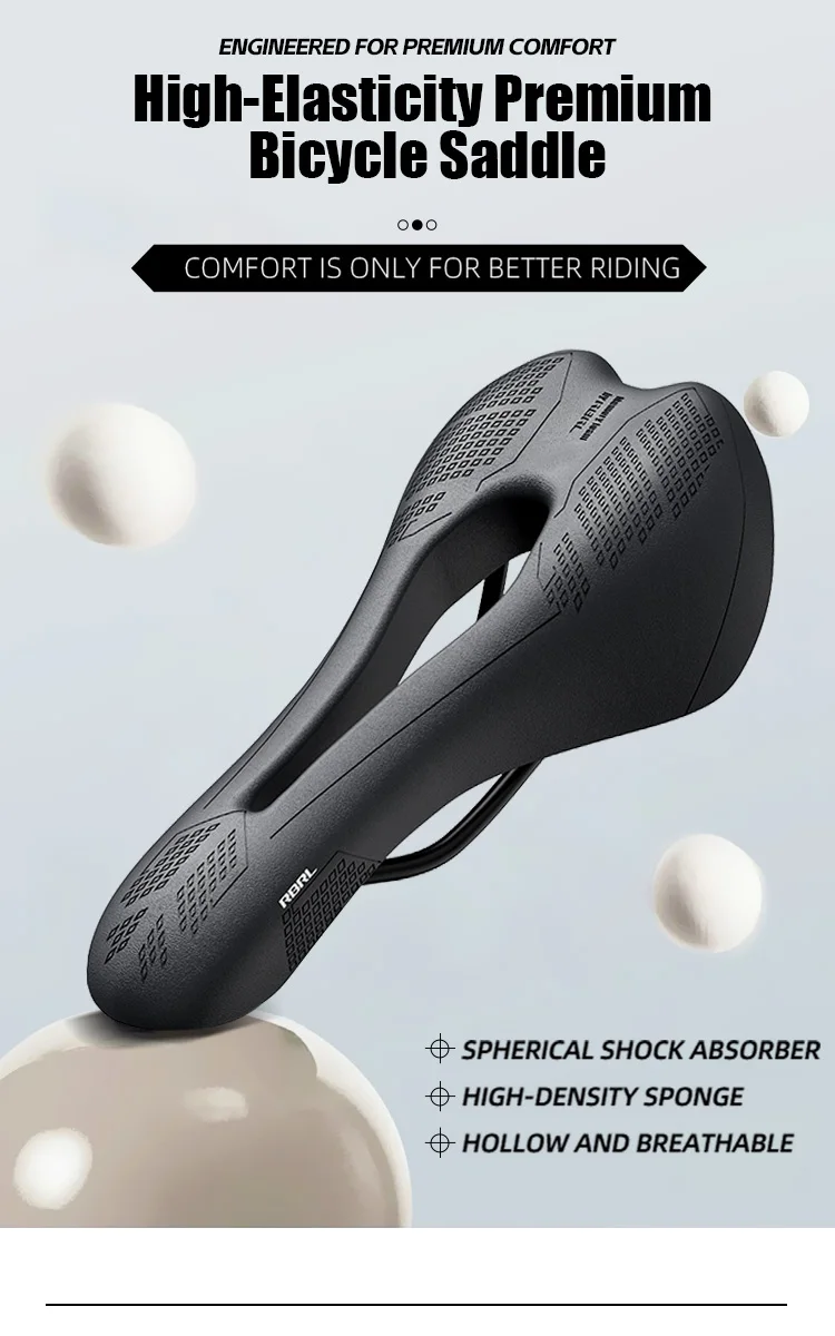 RBRL Bicycle Saddle Waterproof Bike Seat Hollow Breathable Comfortable MTB Bike Saddle Shock Absorption for Road City Cycling
