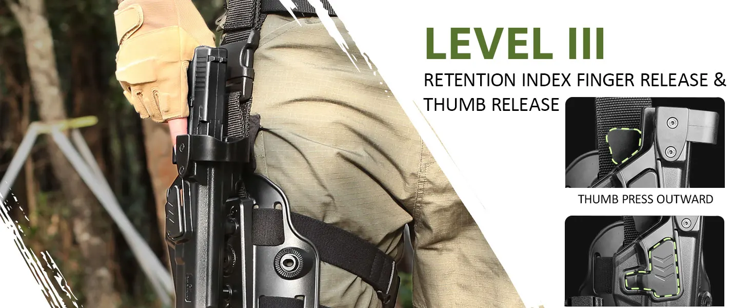 Level III G17 Drop Leg Holster,Fits G17/G19 (Gen 3-5),G22/G23/G31/G32 (Gen 3-4),G19X/G44/G45,Right Hand Holster