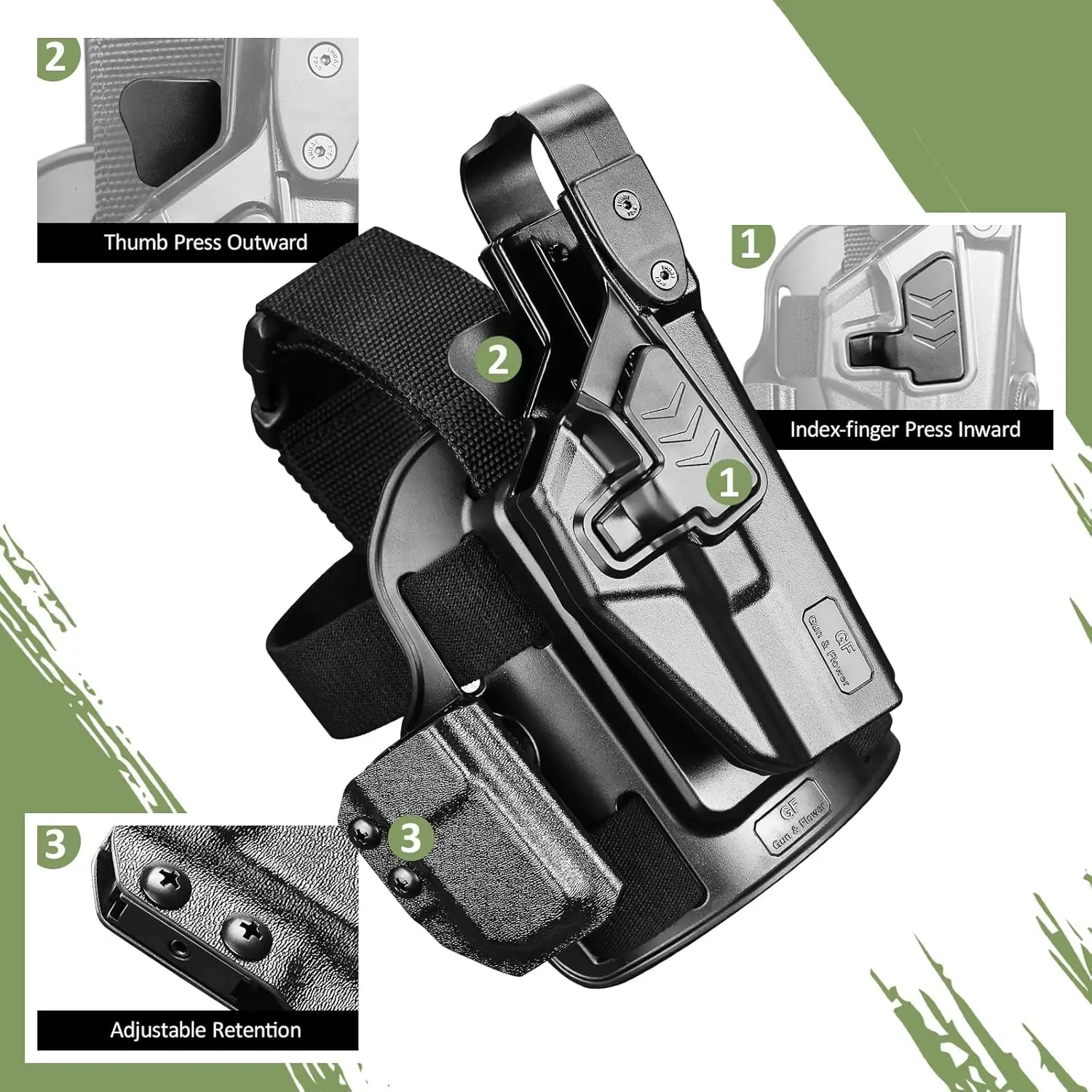 Level III G17 Drop Leg Holster,Fits G17/G19 (Gen 3-5),G22/G23/G31/G32 (Gen 3-4),G19X/G44/G45,Right Hand Holster