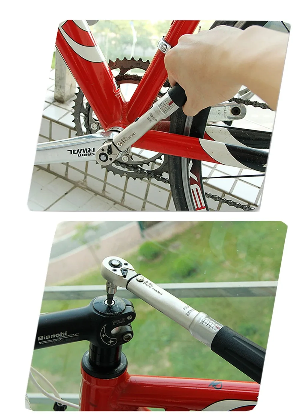 BIKEHAND Professional Taiwan YC-617-2S Bicycle Bike Torque Wrench Allen Key Tool Socket Spanner Set Kit Cycling Repair Tool Kits