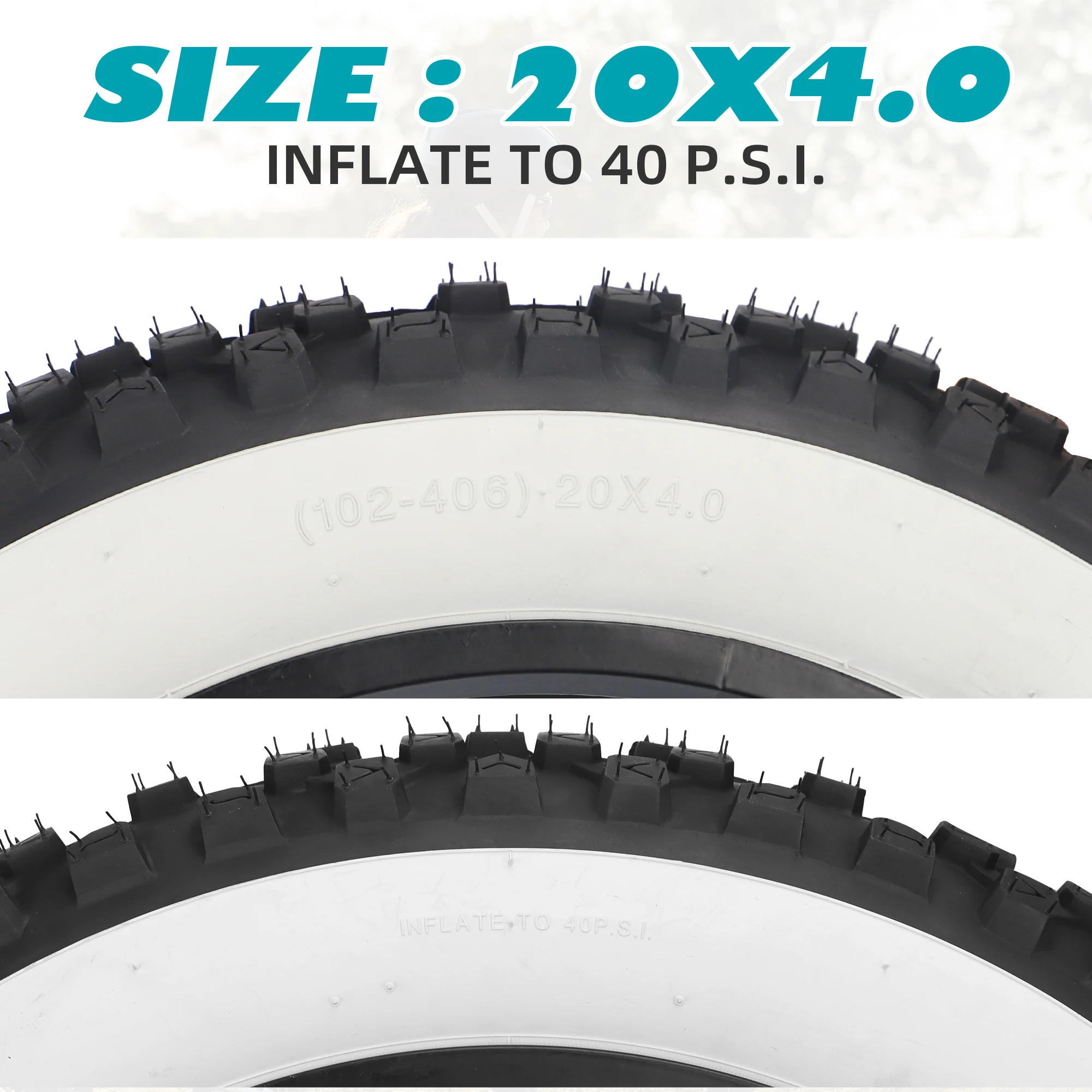 ZUKKA 2 Pack 20x4.0 inch Fat Bike Tire for Electric Bike Fat Bicycle Tire 4.0 inch Mountain Bike Tire