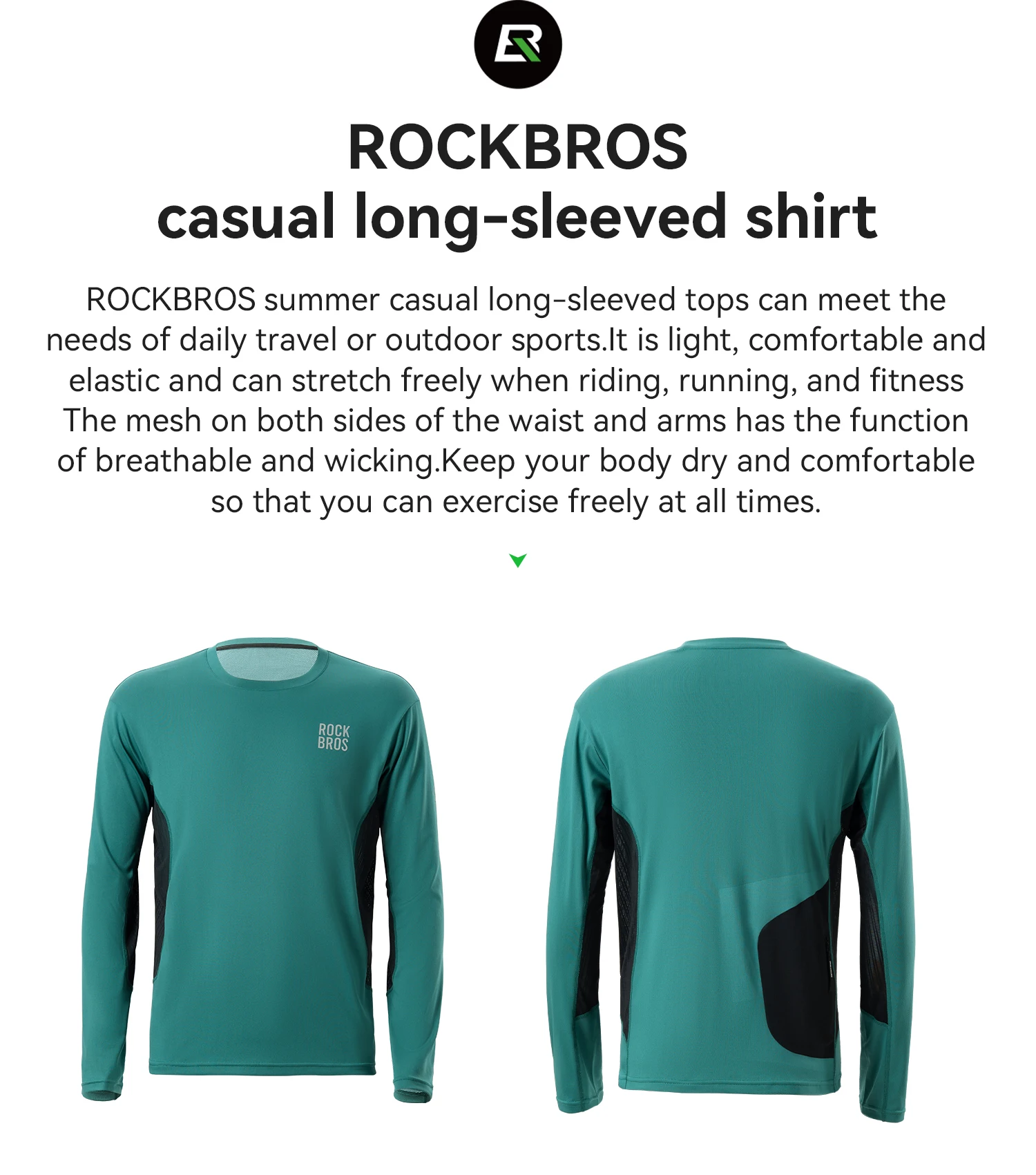 ROCKBROS Cycling Jersey Spring Summer Men's Long Sleeve Cycling Loose Breathable Sweat Wicking Road MTB Bicycle Clothing