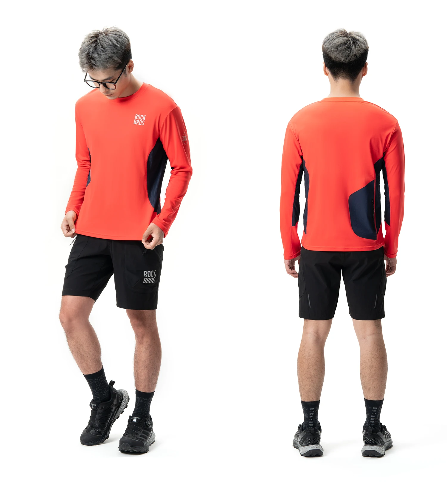 ROCKBROS Cycling Jersey Spring Summer Men's Long Sleeve Cycling Loose Breathable Sweat Wicking Road MTB Bicycle Clothing