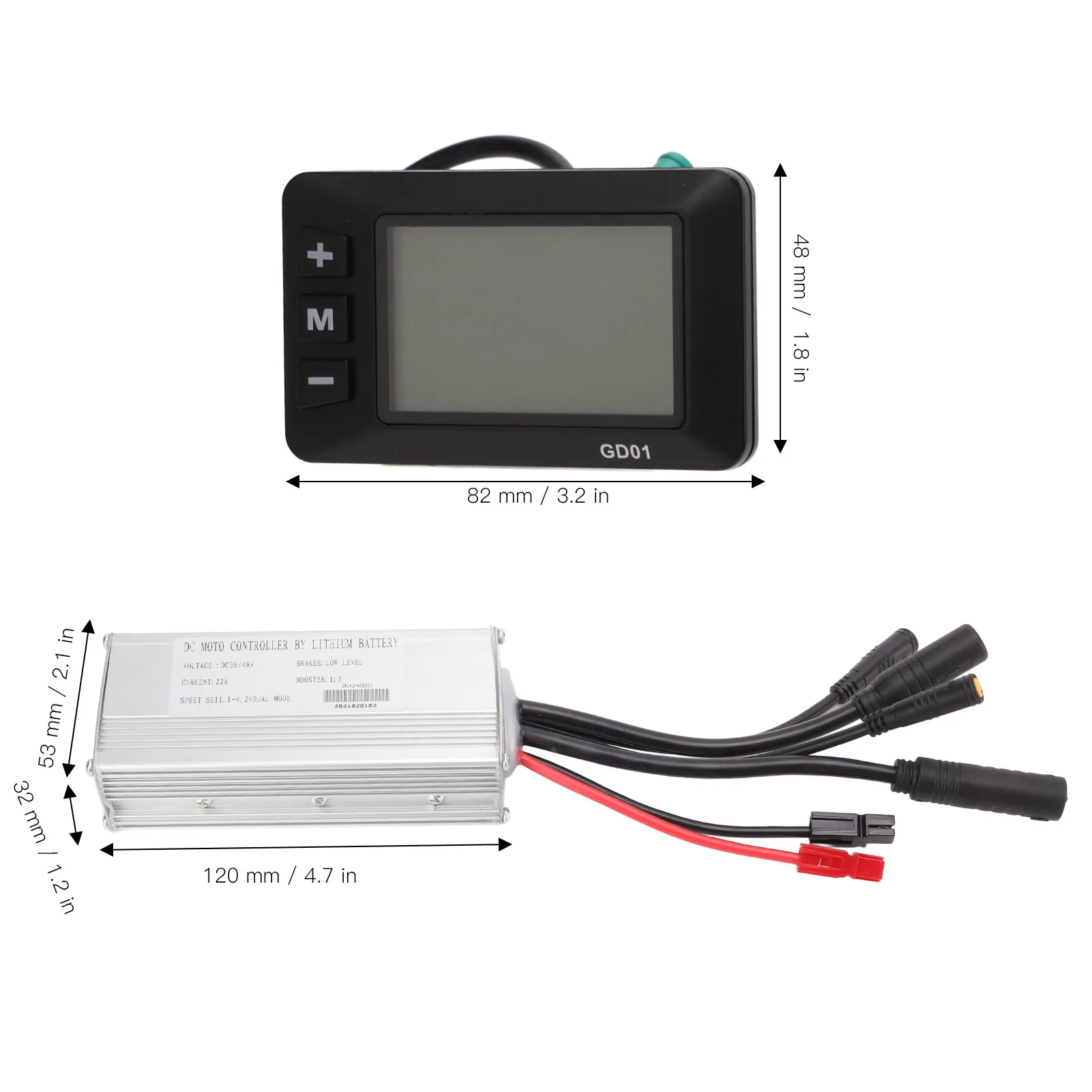 Electric Bike Motor Controller 22A Electric Bicycle Modification Kit with GD01 Panel for 500W Geared Motor