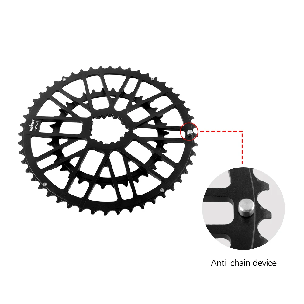 WUZEI Road Bike 3 Bolts Direct Mount Chainwheel 2x8 9 10 11 12 Speed Bicycle Crown Double Chainring Aluminum Alloy Speed Part