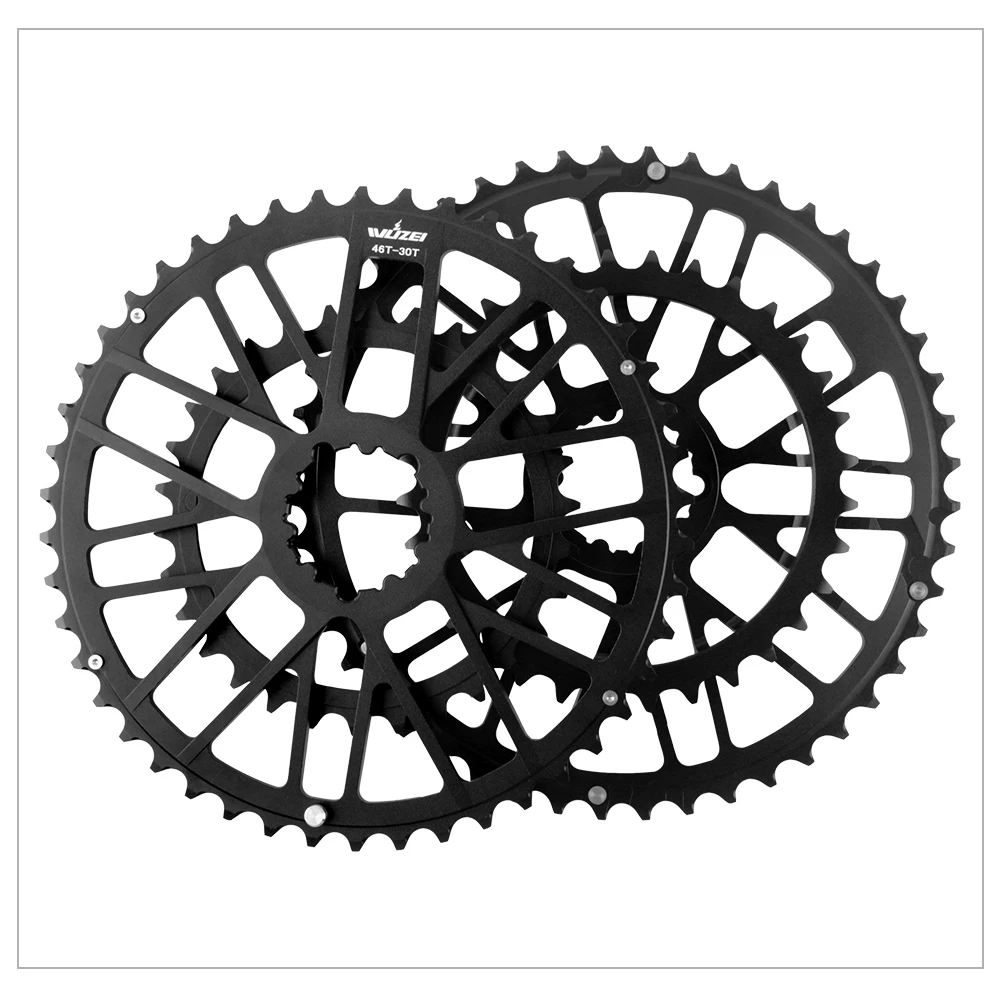 WUZEI Road Bike 3 Bolts Direct Mount Chainwheel 2x8 9 10 11 12 Speed Bicycle Crown Double Chainring Aluminum Alloy Speed Part