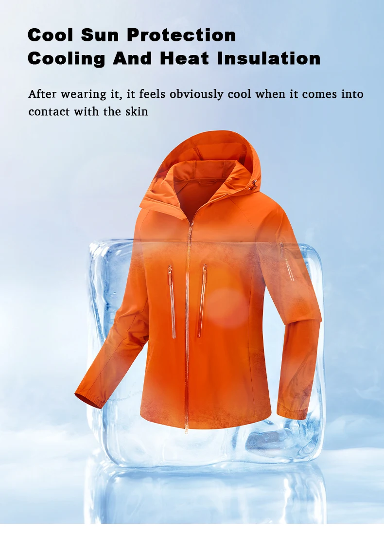 LNGXO Men's Women's Hiking Rain Coat Sun Protective Camping Trekking Waterproof Jacket Unisex Stretch Two-Way Zipper Windbreaker