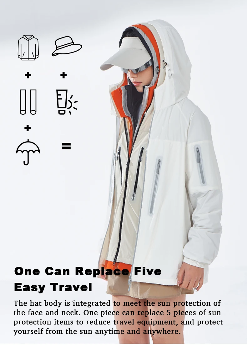 LNGXO Men's Women's Hiking Rain Coat Sun Protective Camping Trekking Waterproof Jacket Unisex Stretch Two-Way Zipper Windbreaker