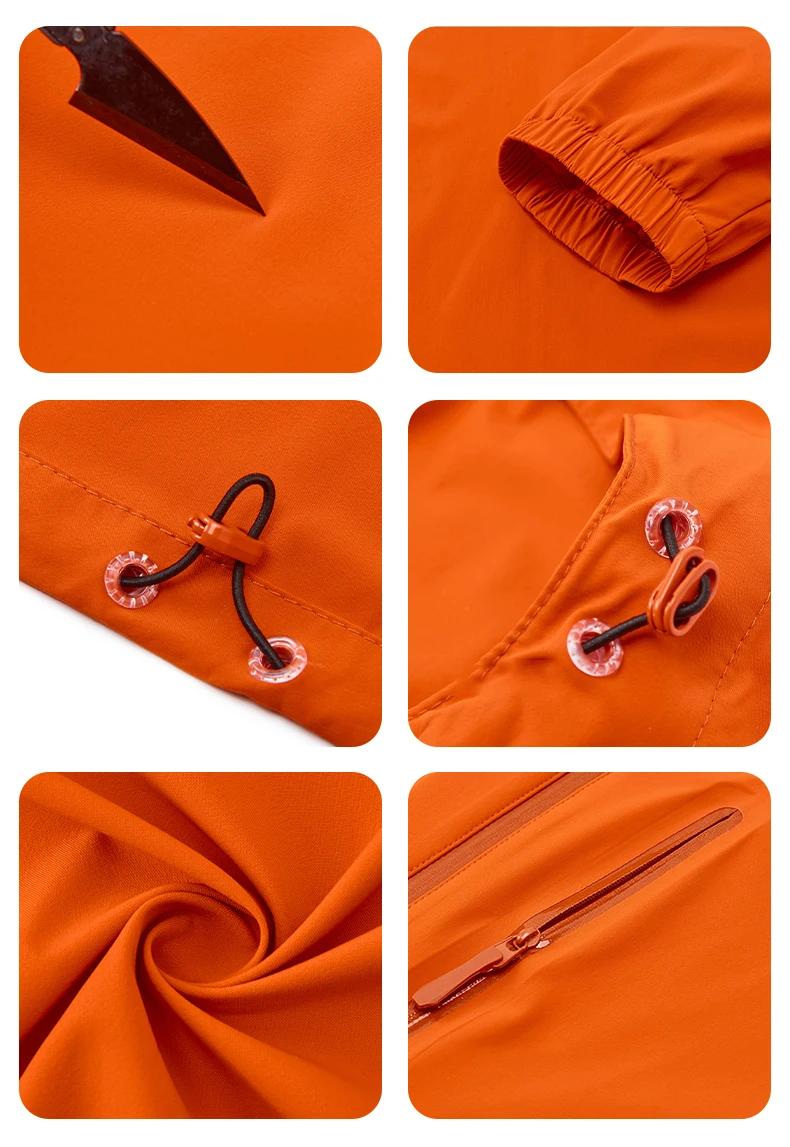 LNGXO Men's Women's Hiking Rain Coat Sun Protective Camping Trekking Waterproof Jacket Unisex Stretch Two-Way Zipper Windbreaker