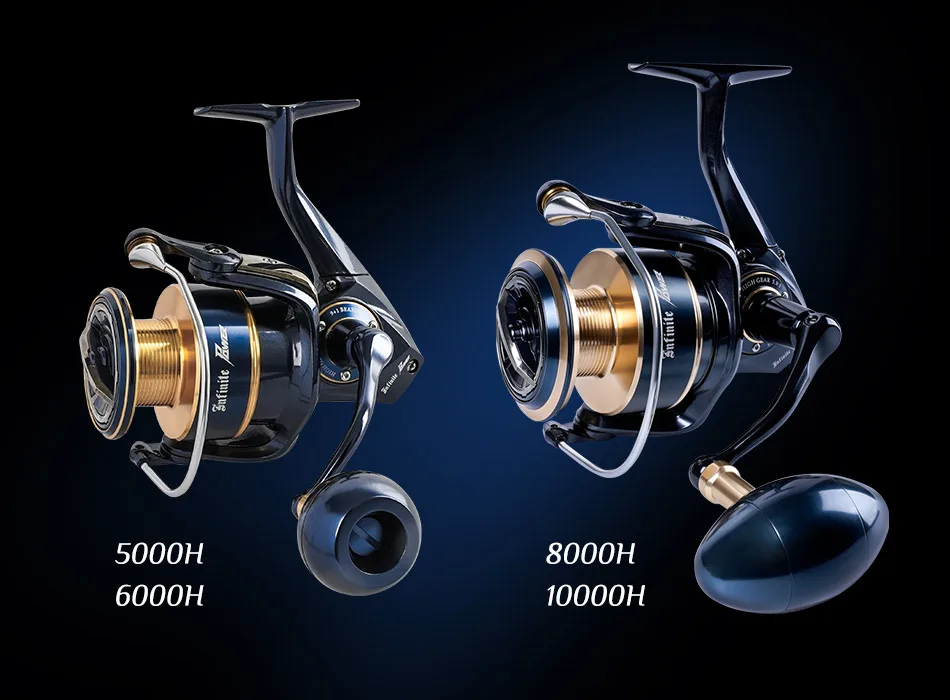 Noeby Infinite Power Spinning Fishing Reel 5000H 8000H 10000H Max Drag 20kg Full Metal Body Saltwater Spinning Fishing Reels