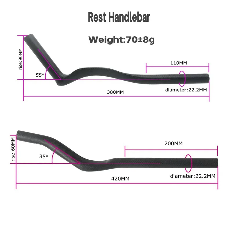 Carbon Road Handlebars Bicycle Rest Bar TT Handlebar Clip On Aero bar Bike Racing Carbon Handle Bar 30°/45° Triathlon Handles