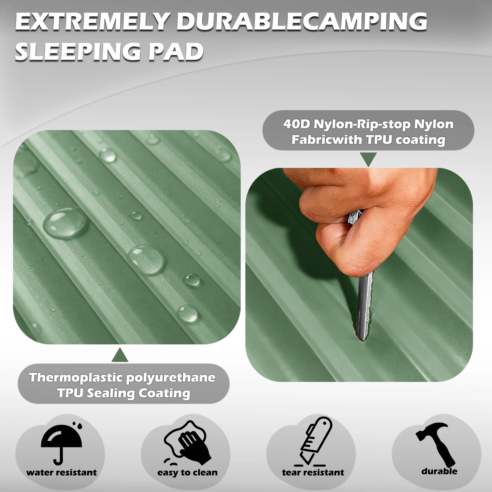 4 Inch Thick Double Inflatable Air Mat - Quick Inflation Camping Sleeping Pad Portable for Hiking Travel